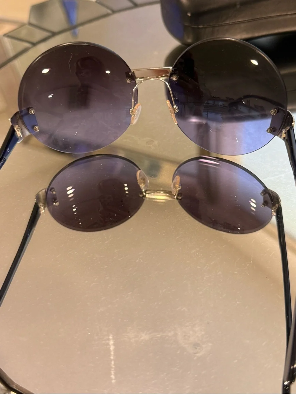 RARE CHANEL 4099 Y2K Rimless Purple Gradient Sunglasses w/ Case